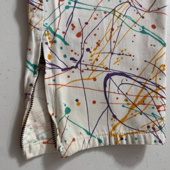 Vintage Esprit Sport 80s 90s Splatter Paint Pants High Waist Tapered Leg 7/8 - Picture 8 of 12